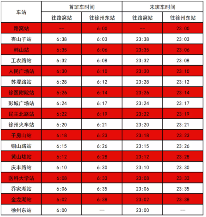 9月中秋节徐州地铁延长运营服务时间