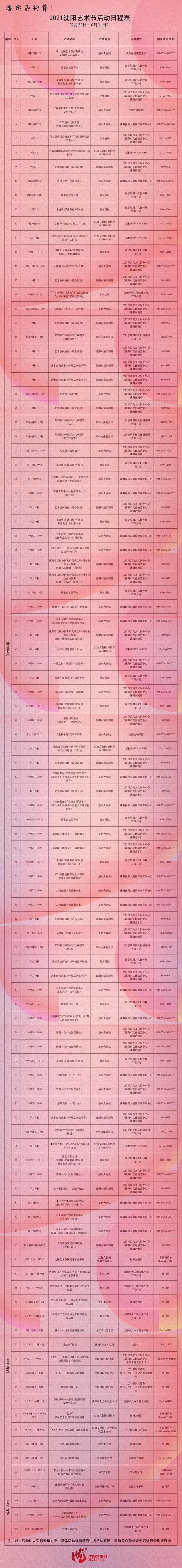 2021沈阳艺术节活动时间表